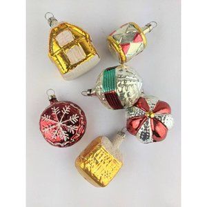 Set of 6 Vintage MCM Blown Glass Ornaments | 1950s Glass Christmas Tree Ornament